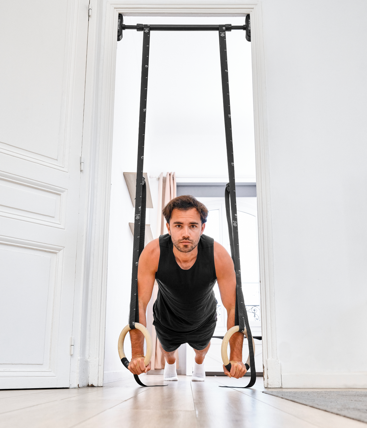 rings mounted on the door pull-up bar