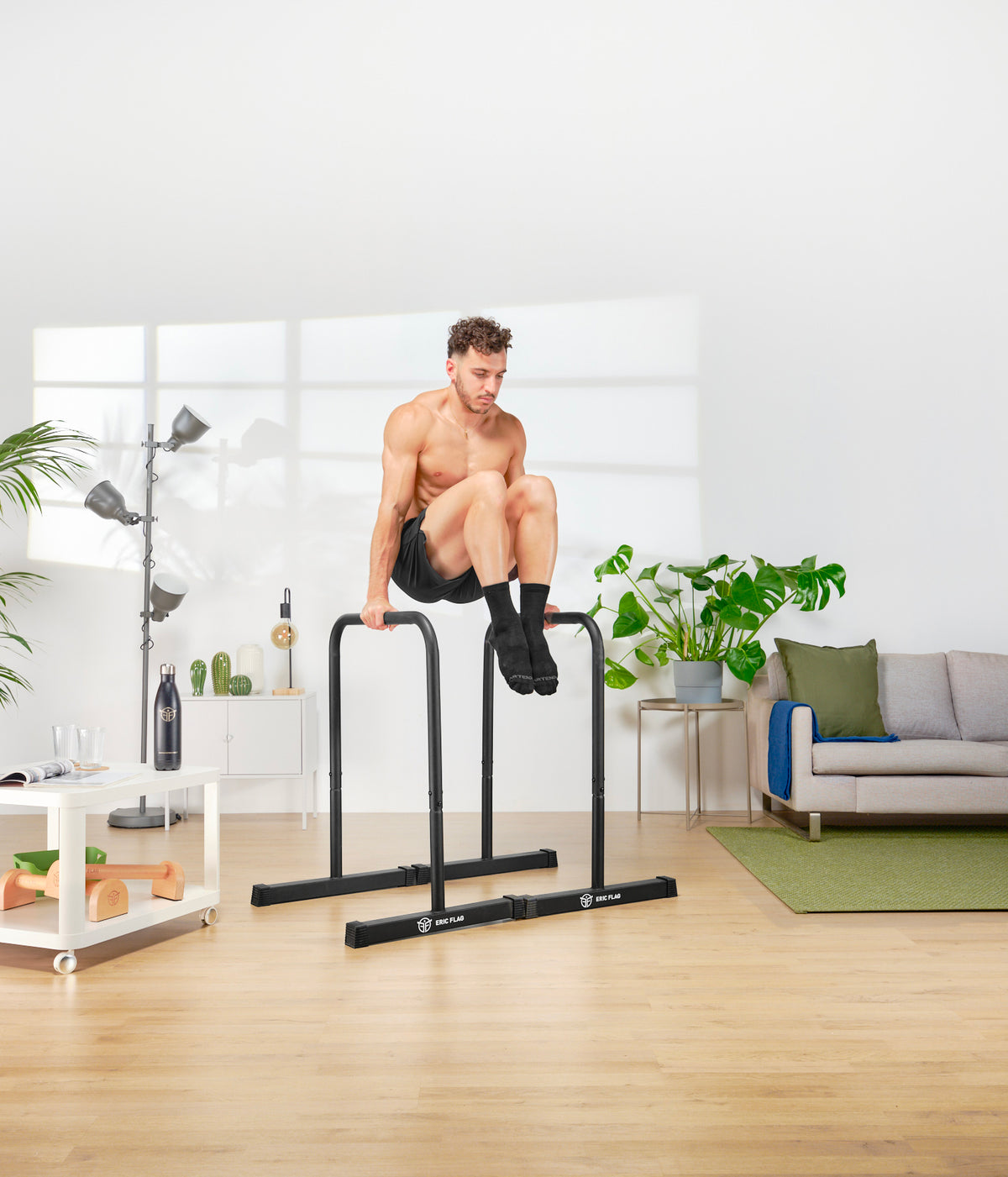knee raises dips bars