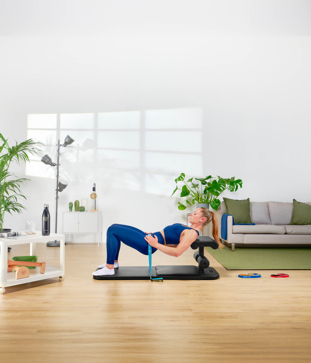 hip trust at home with rubber bands