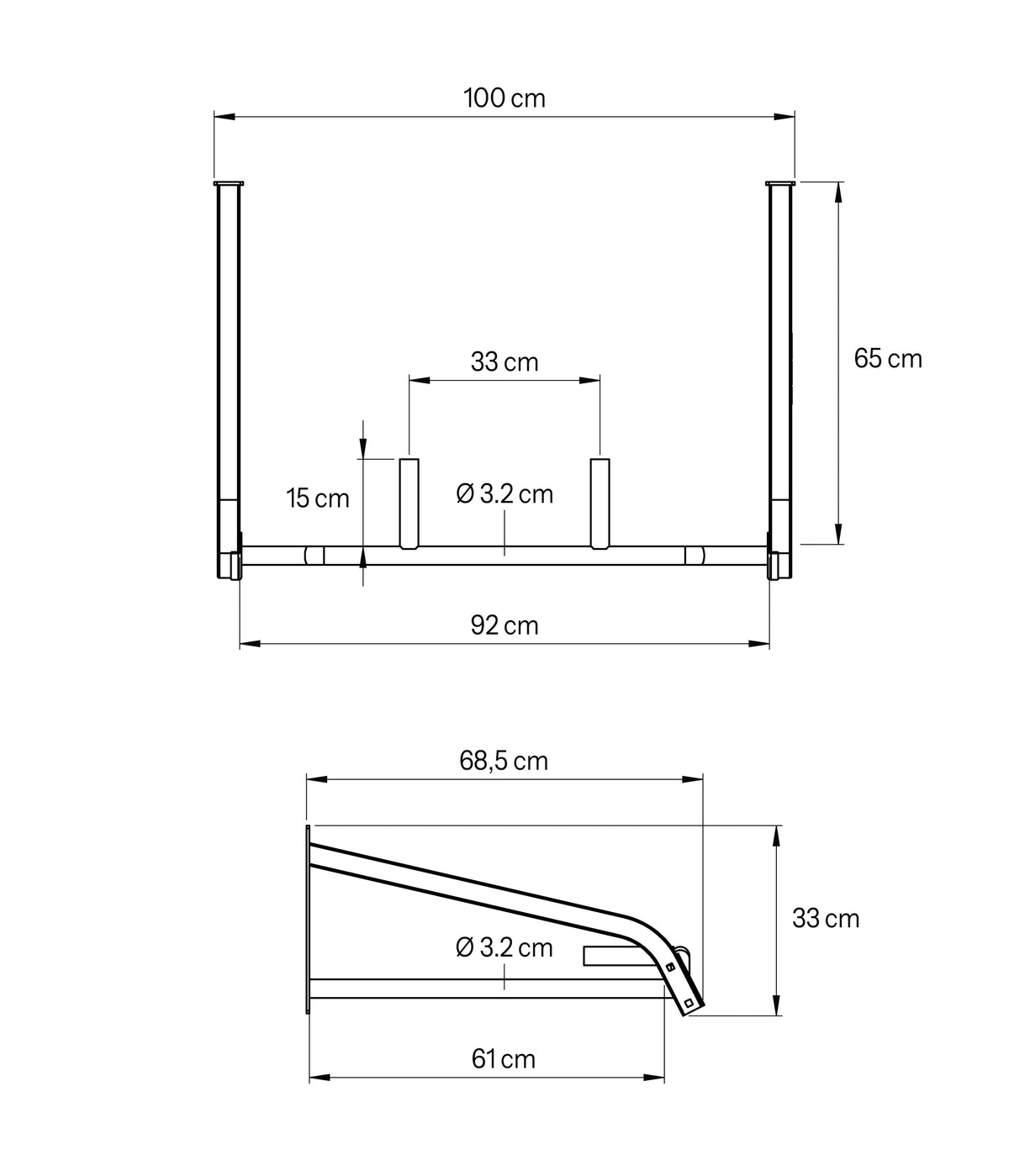 dimensions barre de traction murale pour extérieur eric flag